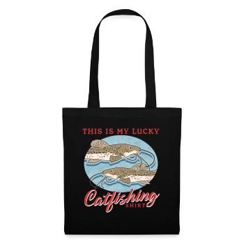 Pêcheur Poisson-Chat Pêche Pêche Poisson Cadeau - Sac en tissu - noir - Devant