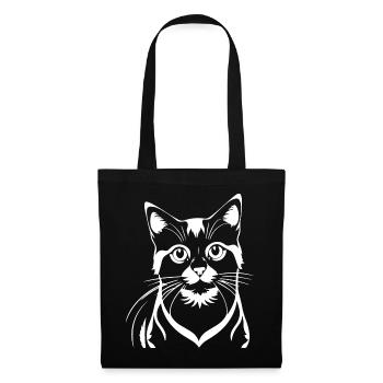 Drôle Chat Silhouette Effronté Fun Chats - Sac en tissu - noir - Devant