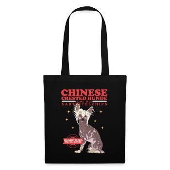Chinesischer Schopfhund Chinese Crested Geschenk - Stoffbeutel - Schwarz - Vorne