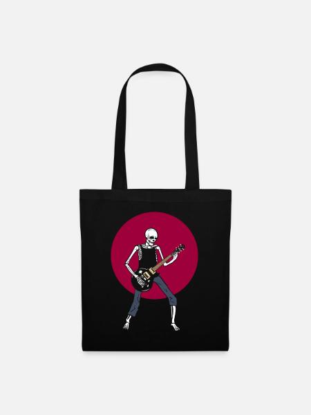 Skelettgitarrist Gitarrenspieler - Stoffbeutel - Schwarz
