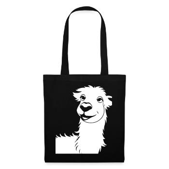 Lustige Lama-Silhouette Freche Spaß-Lamas - Stoffbeutel - Schwarz - Vorne