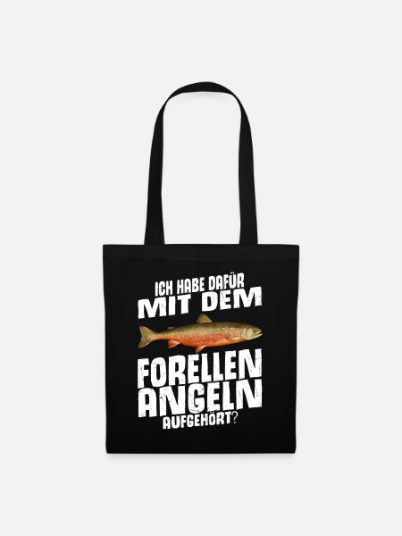 Forellen Angeln - Stoffbeutel - Schwarz