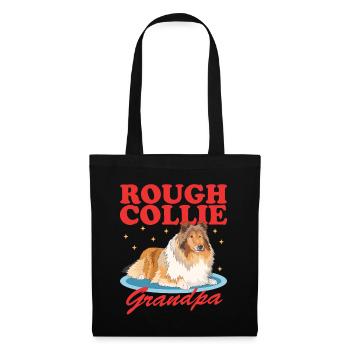 Collie Grandpa Collies Rough Collies Collie à poil long cadeau - Sac en tissu - noir - Devant