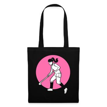 Girl Field Hockey -Spieler Athlet Hockey -Spieler - Stoffbeutel - Schwarz - Vorne