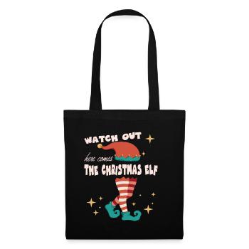 hier kommen die passenden Weihnachtselfen-Feiertagssets - Stoffbeutel - Schwarz - Vorne