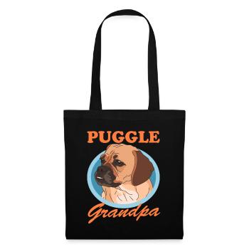Puggle Opa Hundebesitzer Hundeliebhaber Geschenk - Stoffbeutel - Schwarz - Vorne