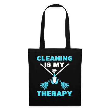 Cleaning Is My Therapy Putzkraft - Stoffbeutel - Schwarz - Vorne
