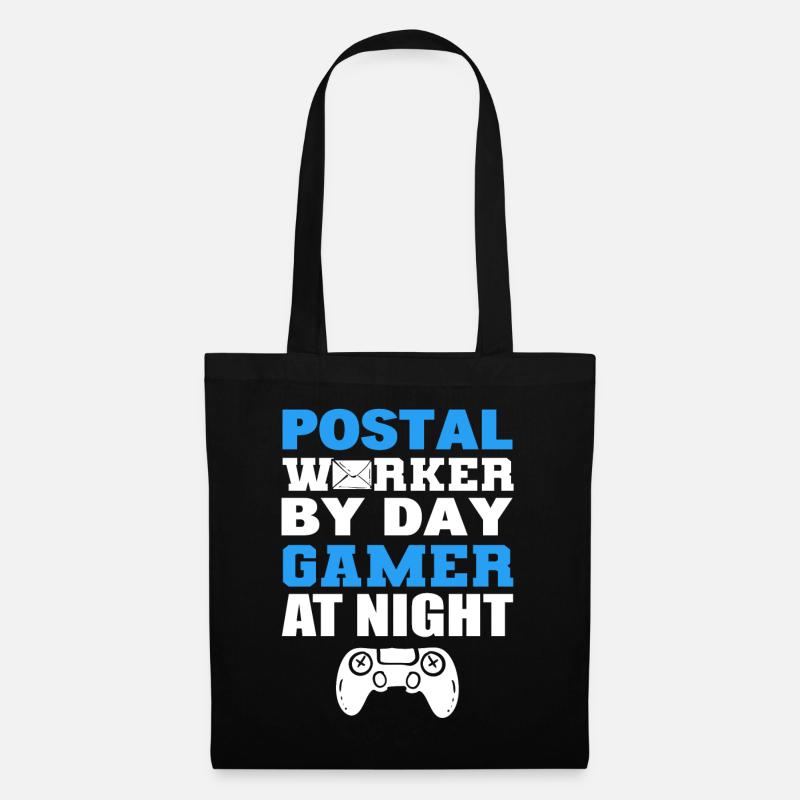 Postal Worker By Day Gamer At Night Postarbeiter - Stoffbeutel - Schwarz