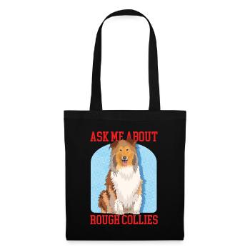 Collie Langhaarcollie Rough Collies Hund Geschenk - Stoffbeutel - Schwarz - Vorne