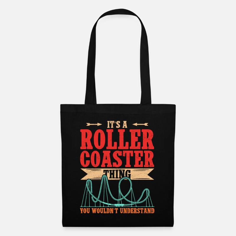 Achterbahn Rollercoaster Roller Coaster Geschenk - Stoffbeutel - Schwarz