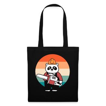 Panda -Kettensäge Baumarbeiter - Stoffbeutel - Schwarz - Vorne
