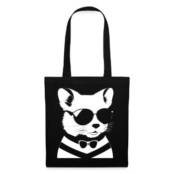 Frettchen mit Sonnenbrille Coole Frettchen - Stoffbeutel - Schwarz - Vorne