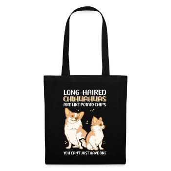 Chihuahua à poil long chien propriétaire cadeau - Sac en tissu - noir - Devant