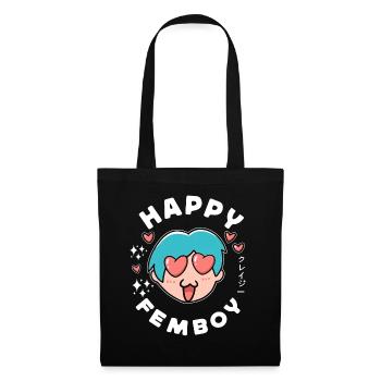 Happy Femboy Japanese Anime Manga Otaku Gifts - Stoffbeutel - Schwarz - Vorne
