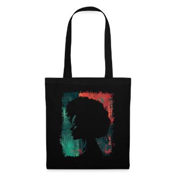 Frau Afro Afroamerikanerin Afrikanerin Kopf Retro - Stoffbeutel - Schwarz - Vorne
