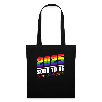 Gay Pride Wedding 2025 Lesbische Homo-Ehe - Stoffbeutel - Schwarz - Vorne