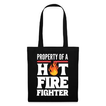 Property Of A Hot Firefighter Feuerwehrkapitän - Stoffbeutel - Schwarz - Vorne