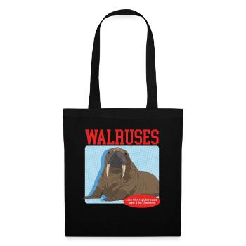 Walross Robbe | Walroß Walrosse Walrus Geschenk - Stoffbeutel - Schwarz - Vorne