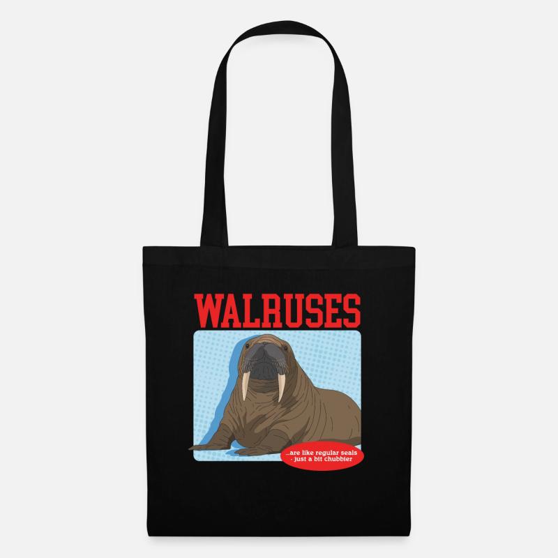Walross Robbe | Walroß Walrosse Walrus Geschenk - Stoffbeutel - Schwarz