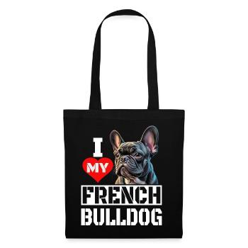 Ich Liebe meine Französische Bulldogge - Stoffbeutel - Schwarz - Vorne