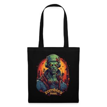 ZOMBIE DJ LISTINING TO MUSIC, HALLOWEEN HORROR - Tote Bag - black - Front