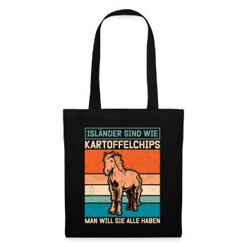 Cheval islandais Isi islandais poney islandais cadeau - Sac en tissu - noir - Devant