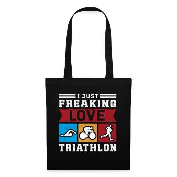 Triathlon Triathleten Athleten Triathlet Geschenk - Stoffbeutel - Schwarz - Vorne