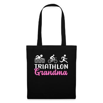 Triathlon Oma Triathleten Triathlet Geschenk - Stoffbeutel - Schwarz - Vorne
