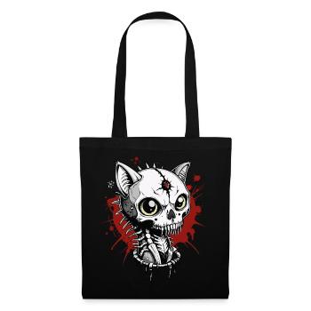Cat Skull // Totenkopf Katze // Blut FS0006 - Stoffbeutel - Schwarz - Vorne