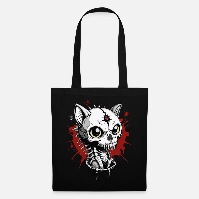 Cat Skull // Totenkopf Katze // Blut FS0006 - Stoffbeutel - Schwarz