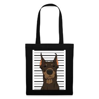 Doberman Mugshot Hundetrainer - Stoffbeutel - Schwarz - Vorne