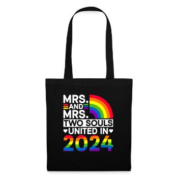 Mrs. und Mrs. 2024 Gay Pride Hochzeit Gay Ehe - Stoffbeutel - Schwarz - Vorne