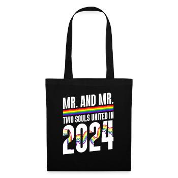 Mr. und Mr. 2024 Gay Pride Hochzeit Homo-Ehe - Stoffbeutel - Schwarz - Vorne
