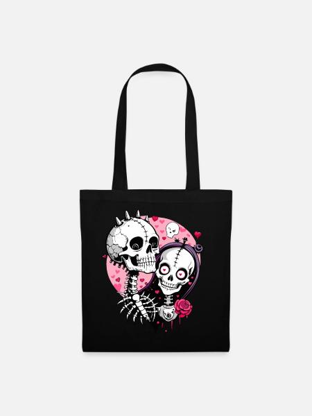 Valentine's Skull / Totenkopf Valentinstag FS0130 - Stoffbeutel - Schwarz