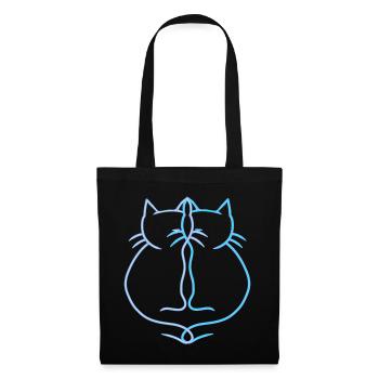 Katze Vintage Paar Katzen Retro Vintage - Stoffbeutel - Schwarz - Vorne