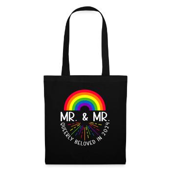 Mr. & Mr. 2024 Gay Pride Hochzeit Homo-Ehe - Stoffbeutel - Schwarz - Vorne