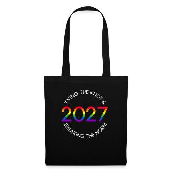 Gay Pride 2027 Hochzeit Homo-Ehe - Stoffbeutel - Schwarz - Vorne