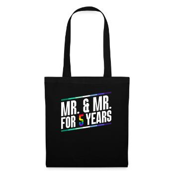 Mr. & Mr. Seit 5 Jahren Gay Pride Homo-Ehe - Stoffbeutel - Schwarz - Vorne
