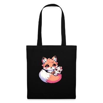 Fière mère renard avec son renardeau pour la fête des mères - Sac en tissu - noir - Devant