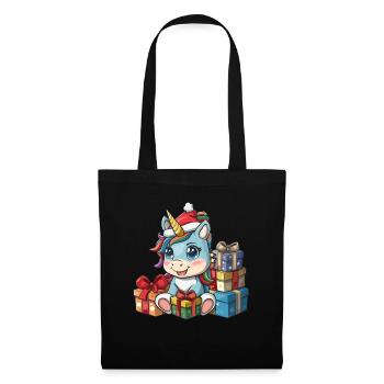 Licorne Noël Kawaii - Sac en tissu - noir - Devant
