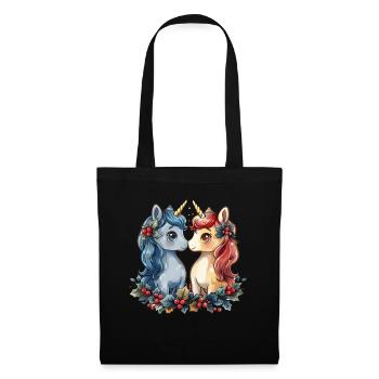 Unicorn Mistletoe Christmas Kawaii - Tote Bag - black - Front