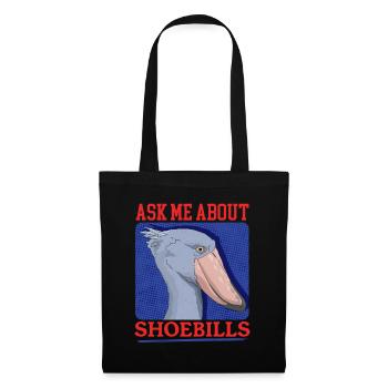 Schuhschnabel Shoebill Vogel Geschenk - Stoffbeutel - Schwarz - Vorne