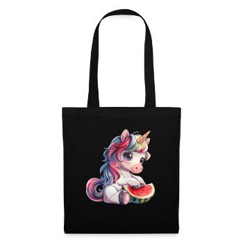 Einhorn Wassermelone Kawaii Japanisch - Stoffbeutel - Schwarz - Vorne
