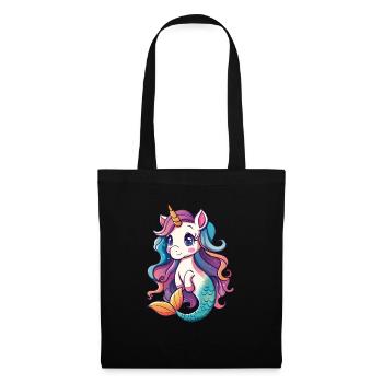 Licorne Sirène Kawaii Japonais - Sac en tissu - noir - Devant