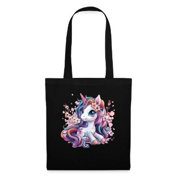 Einhorn Kawaii Japanisch - Stoffbeutel - Schwarz - Vorne