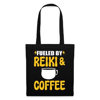 Reiki und Kaffee Kaffeeliebhaber - Stoffbeutel - Schwarz - Vorne