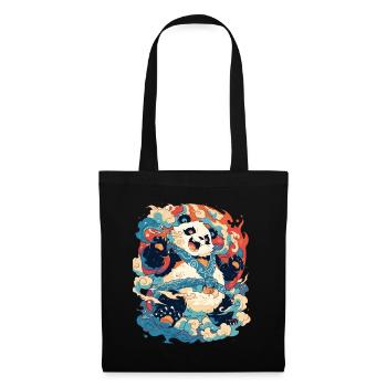 Pandabär Yokai Japanischer Riesenpanda - Stoffbeutel - Schwarz - Vorne
