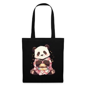 Panda Ours Kimono Japonais Panda Géant - Sac en tissu - noir - Devant