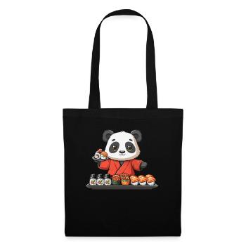 Pandabär Sushi Japanischer Riesenpanda - Stoffbeutel - Schwarz - Vorne