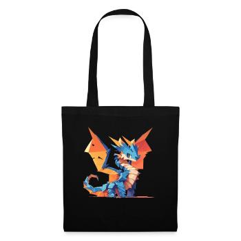 Drache Origami Kawaii Drache Kinder - Stoffbeutel - Schwarz - Vorne